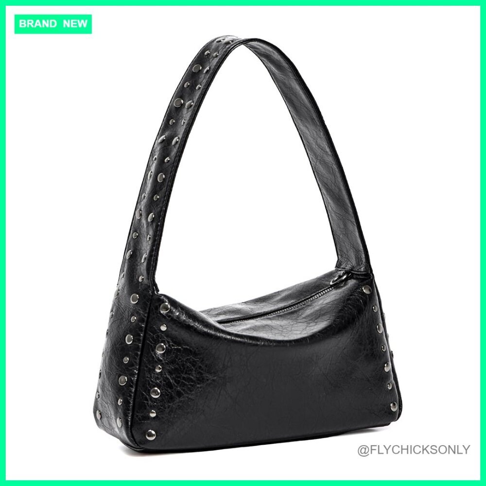 Studded Vegan Leather Shoulder Bag Small Y2K Handbag Crossbody